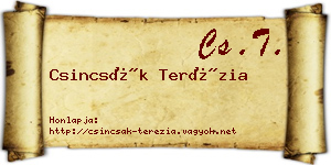 Csincsák Terézia névjegykártya